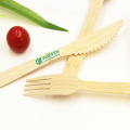 Utensilio de cubiertos de cuchara y cuchillo de tenedor de bambú de grado alimenticio respetuoso con el medio ambiente para viajes, comida rápida, comer